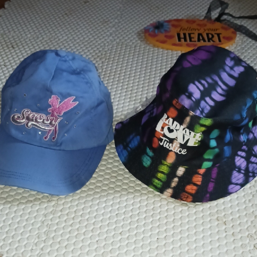 Teen Justice Blue Cap and Colorful Tie-Dye Bucket Hat